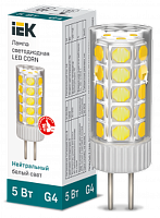 Лампа светодиодная CORN 5Вт капсула 4000К G4 12В керамика | код LLE-CORN-5-012-40-G4 | IEK